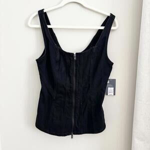 Black Women's Sleeveless Zip-Front Jean Tank Top Size 2